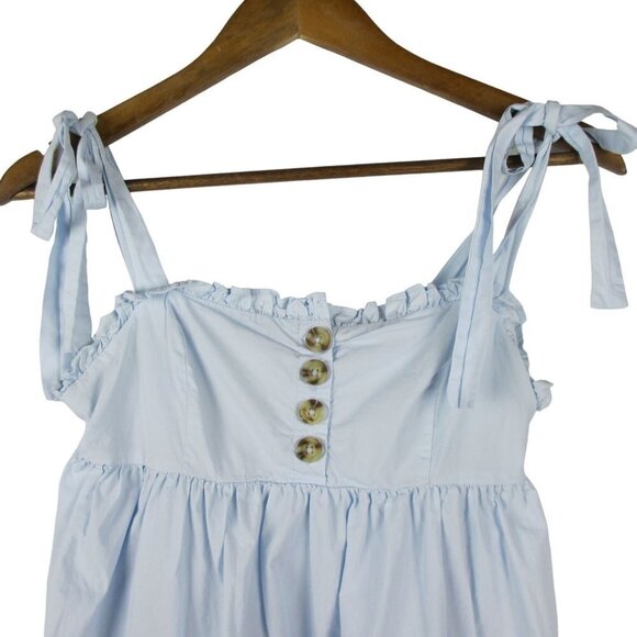 Urban Outfitters Mini Dress Babydoll Cotton Blue Size S Summer Coastal Boho - Picture 4 of 11